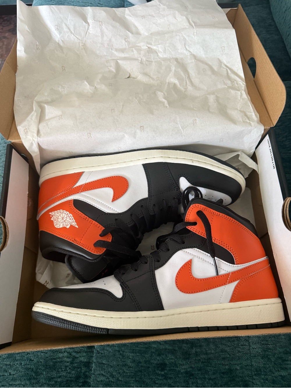 Jordan Men’s High Top Sneakers Black/White with Orange Jumpman
